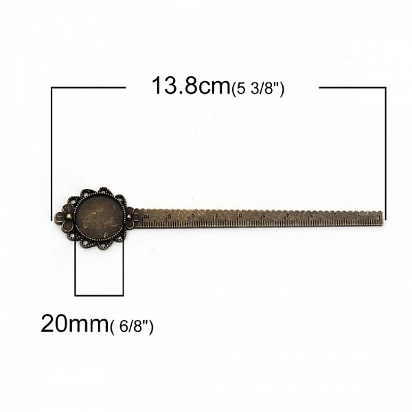 3 marque-pages r&egrave;gle cabochon 20 mm N&deg;02 Bronze