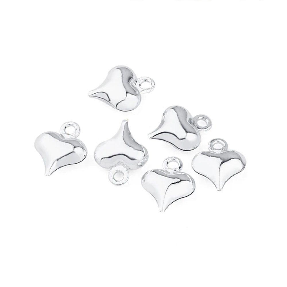 5 Breloques Acier inoxydable Argent Clair C&oelig;ur N&deg;02