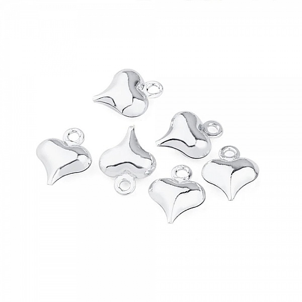 5 Breloques Acier inoxydable Argent Clair C&oelig;ur N&deg;02