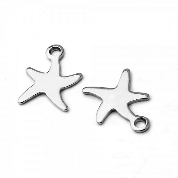 5 Breloques en Acier Inoxydable &eacute;toile de mer argent 11 x 9mm