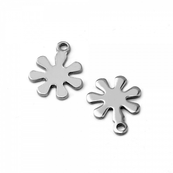 5 Breloques en Acier Inoxydable fleur N&deg;02 argent 11.5 x 9mm