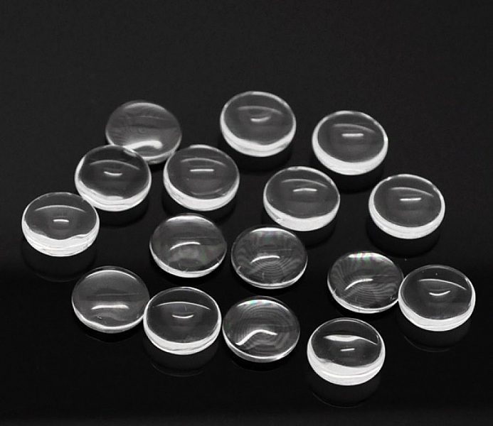 5 Cabochons Ronds 10 mm en verre loupe transparent N&deg;02