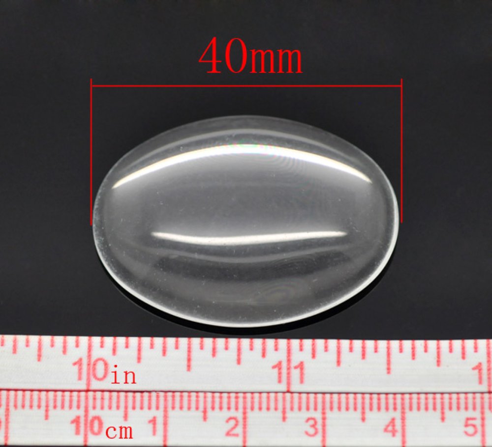 5 Cabochons Ronds 10 mm en verre loupe transparent N&deg;02