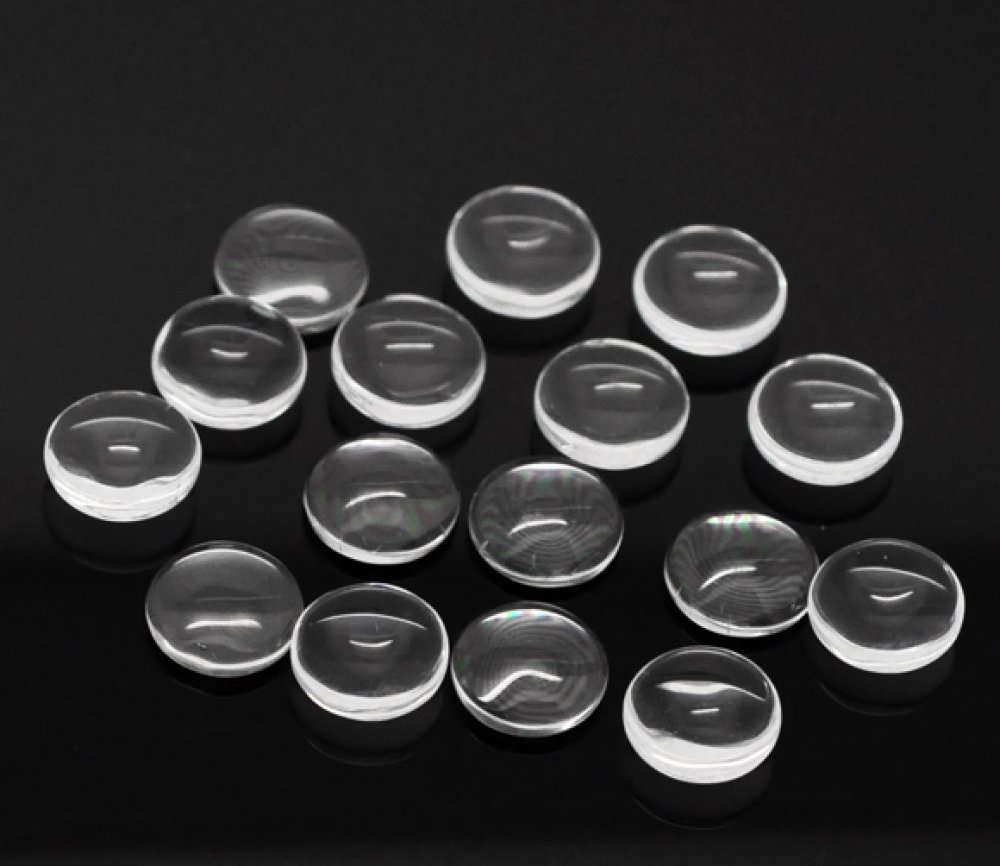 5 Cabochons Ronds 12 mm en verre loupe transparent N&deg;03