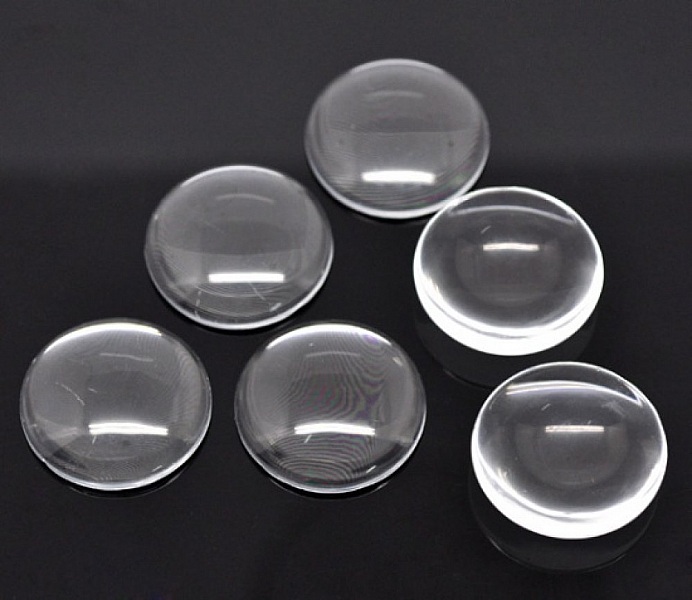 5 Cabochons Ronds 30 mm en verre Loupe transparent N&deg;13