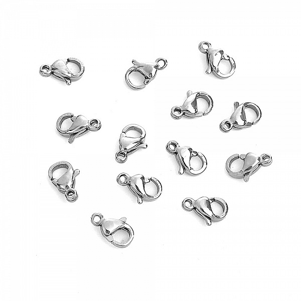 5 Fermoirs Acier Inoxydable Mousqueton 12 x 07 mm.