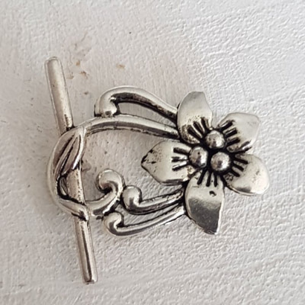 5 Fermoirs Toggle Motifs Fleur Nature Romantique Argent Vieilli