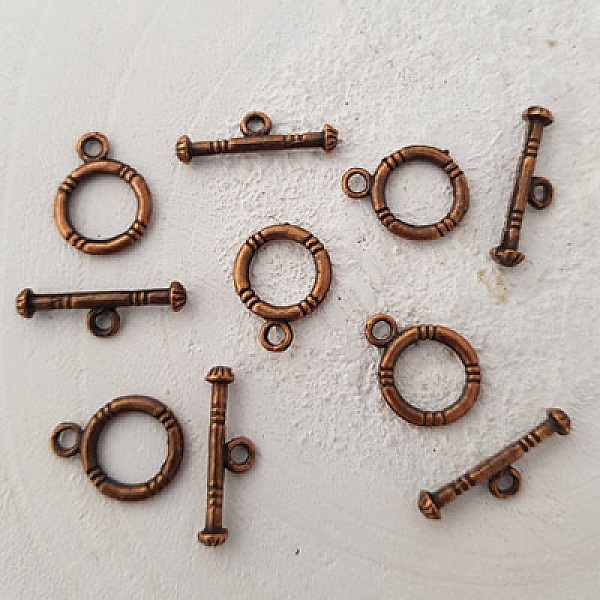 5 Fermoirs Toggle Motifs Rond Bronze N&deg;02