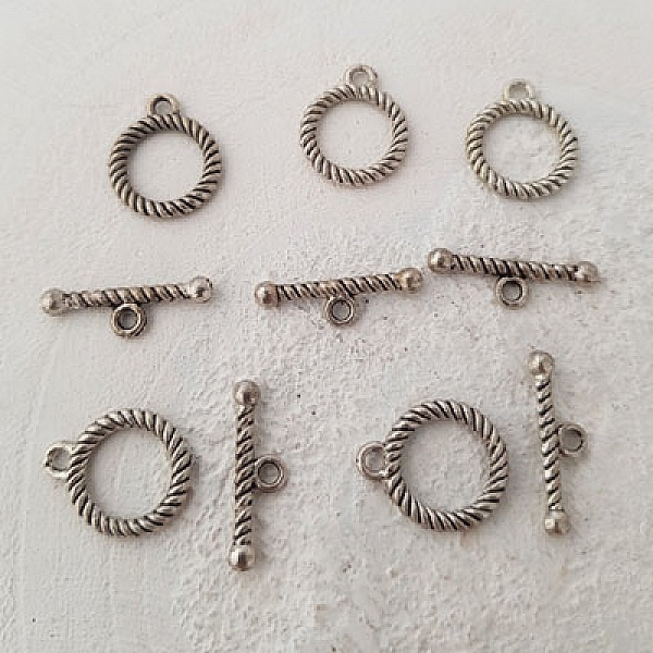 5 Fermoirs Toggle Motif Rond Argent N&deg;04