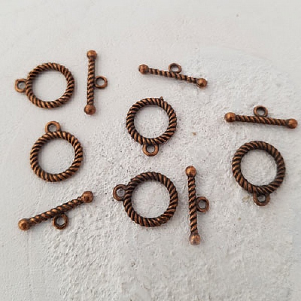 5 Fermoirs Toggle Motif Rond Bronze N&deg;04