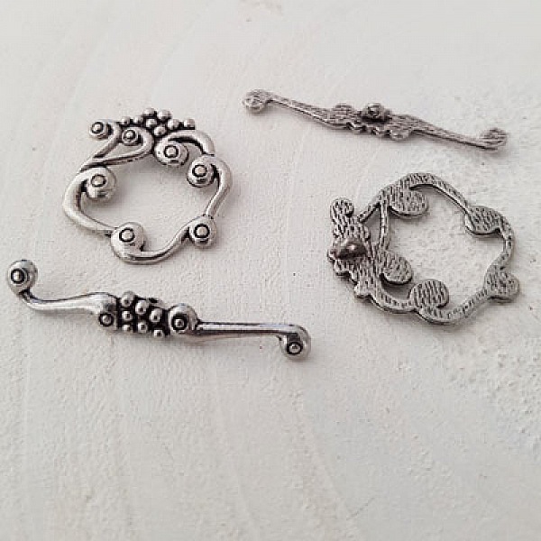 5 Fermoirs Toggle Motif Rond Argent N&deg;07