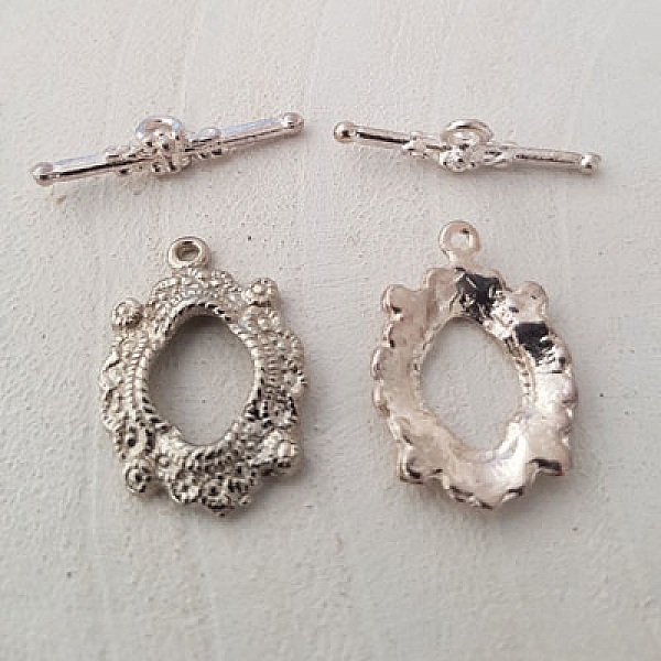 5 Fermoirs Toggle Motif Rond Argent N&deg;08