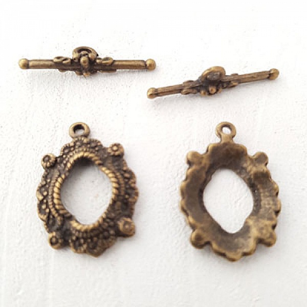 5 Fermoirs Toggle Motif Rond Bronze N&deg;08