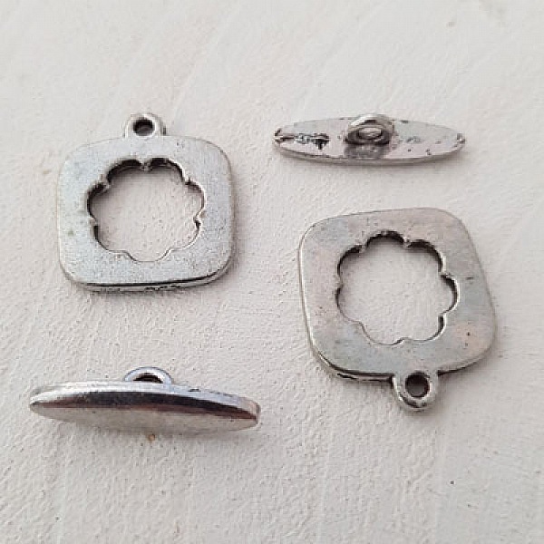 5 Fermoirs Toggle Motif Rond Argent N&deg;09