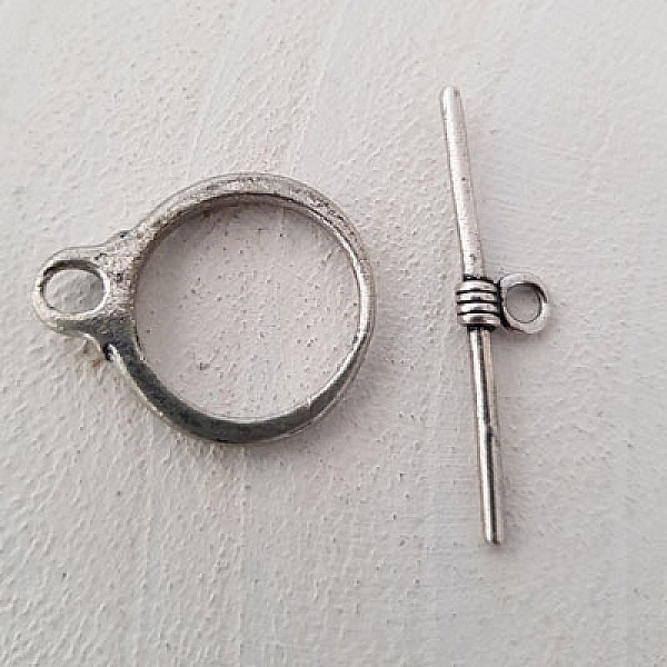 5 Fermoirs Toggle Motif Rond Argent N&deg;14