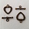 Fermoirs toggle en forme de cœur couleur bronze.