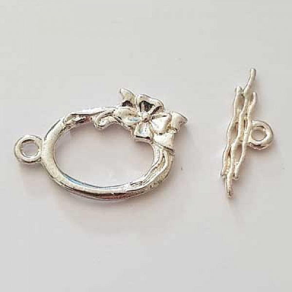 5 Fermoirs Toggle Motif Fleur Argent N&deg;19