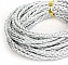 5 m&egrave;tres Cordon rond simili cuir tress&eacute; Argent 3 mm
