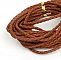 5 m&egrave;tres Cordon rond simili cuir tress&eacute; Marron 3 mm