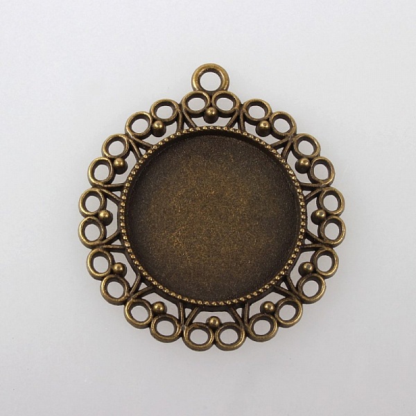 5 supports cabochons de 25 mm bronze, pendentifs cabochons 118AB 