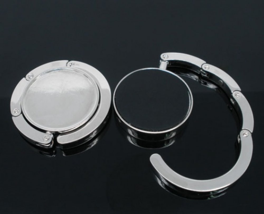 Accroche-sac rond en m&eacute;tal pour cabochon 30 mm