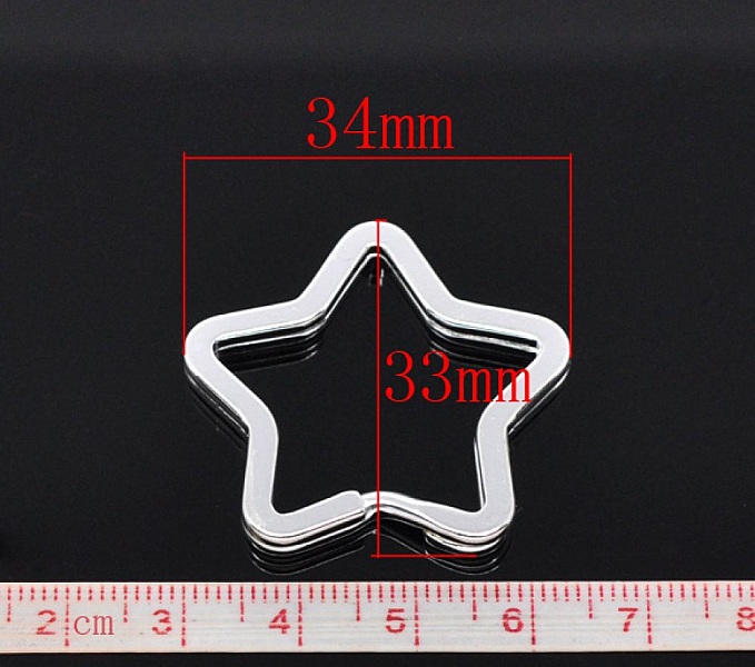 Anneau porte cl&eacute;s forme &eacute;toile 34 x 33 mm