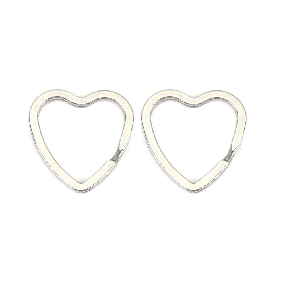 Anneau porte cl&eacute;s forme coeur Acier Inoxydable 31 x 31 mm