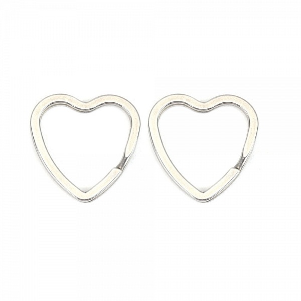 Anneau porte cl&eacute;s forme coeur Acier Inoxydable 31 x 31 mm
