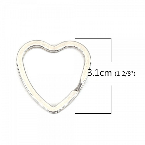 Anneau porte cl&eacute;s forme coeur Acier Inoxydable 31 x 31 mm