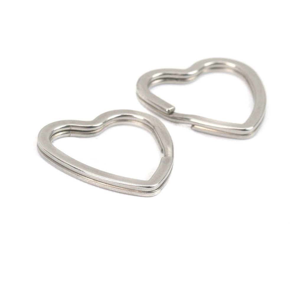 Anneau porte cl&eacute;s forme coeur Acier Inoxydable 31 x 31 mm