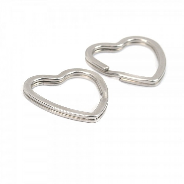 Anneau porte cl&eacute;s forme coeur Acier Inoxydable 31 x 31 mm