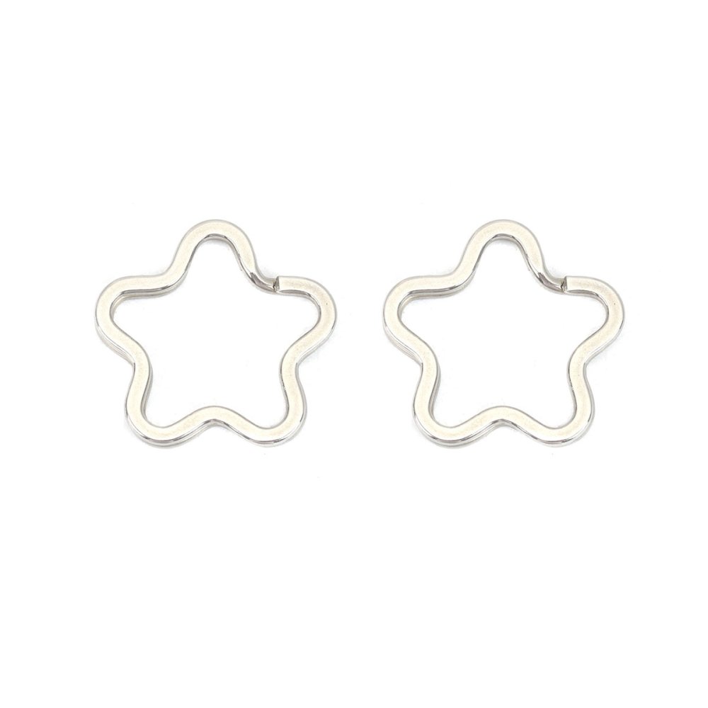 Anneau porte cl&eacute;s forme fleur Acier Inoxydable 34 x 35 mm