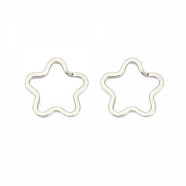 Anneau porte cl&eacute;s forme fleur Acier Inoxydable 34 x 35 mm