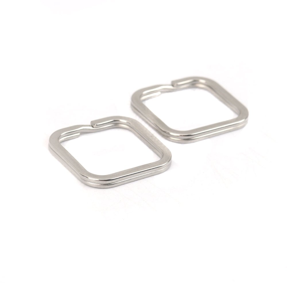 Anneau porte cl&eacute;s forme carr&eacute; Acier Inoxydable 30 x 30 mm
