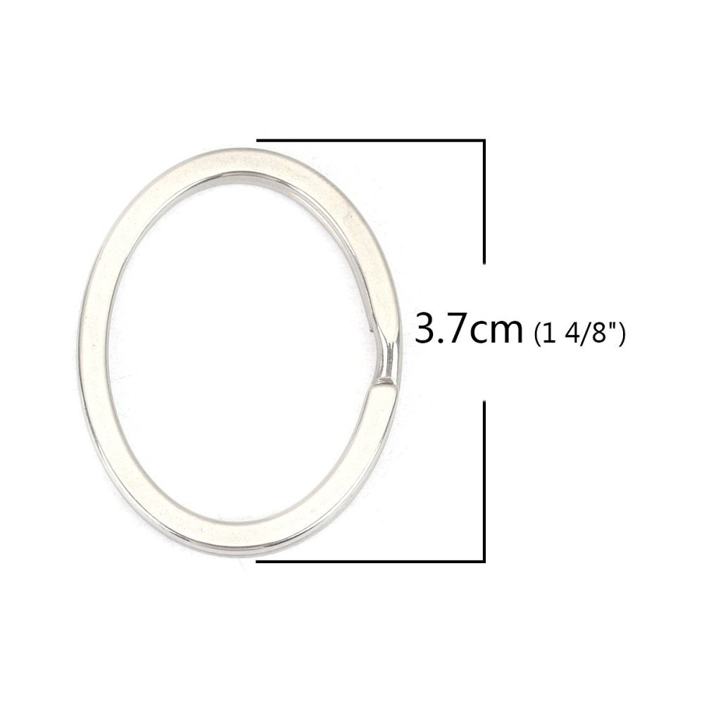 Anneau porte cl&eacute;s forme ovale Acier Inoxydable 37 x 29 mm