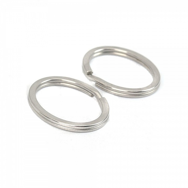 Anneau porte cl&eacute;s forme ovale Acier Inoxydable 37 x 29 mm