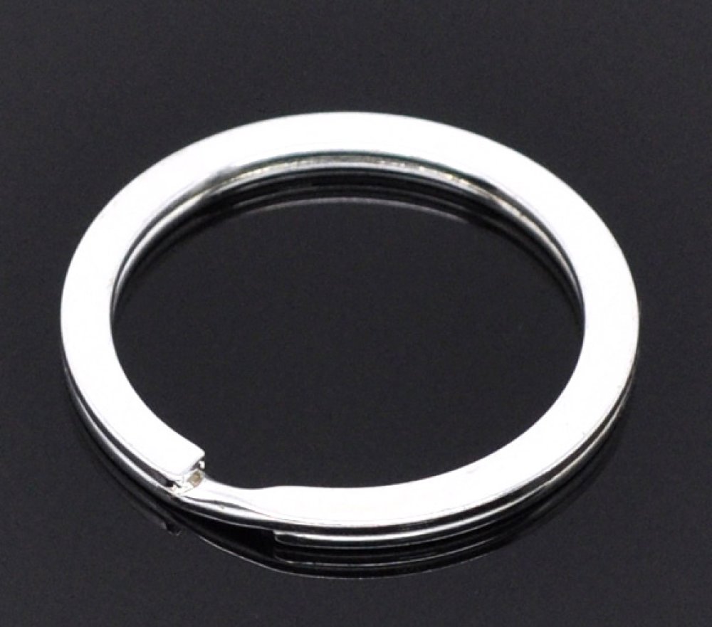 Anneau porte cl&eacute;s forme rond 30 mm Argent Vieilli