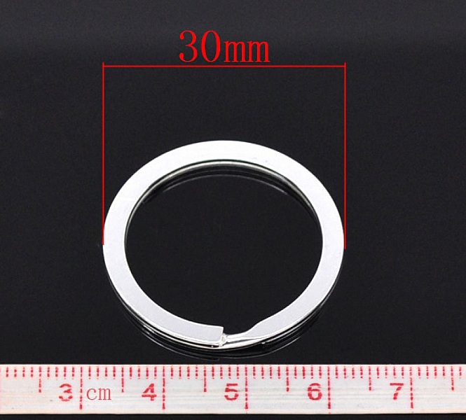 Anneau porte cl&eacute;s forme rond 30 mm Argent Vieilli