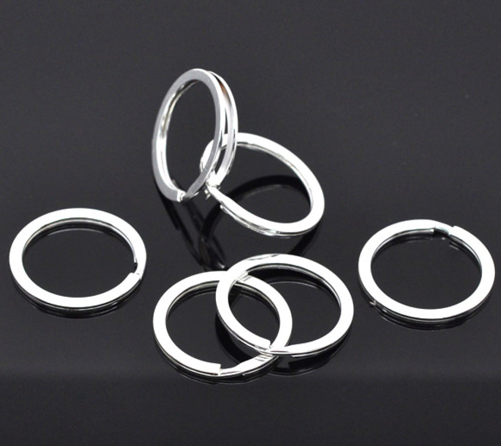Anneau porte cl&eacute;s forme rond 30 mm Argent Vieilli