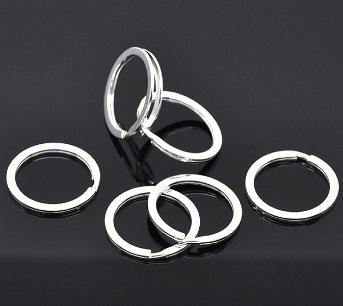 Anneau porte cl&eacute;s forme rond 30 mm Argent Vieilli