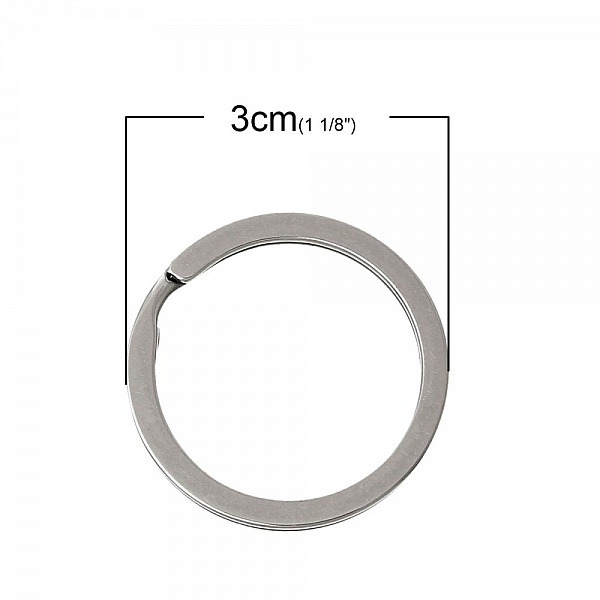 Anneau porte cl&eacute;s x 4 forme rond Acier Inoxydable 30 mm