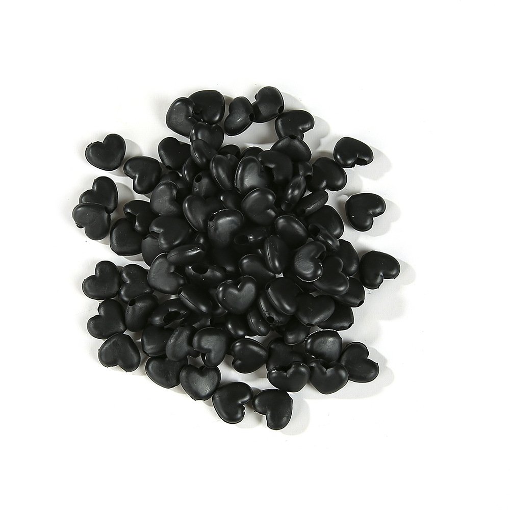 Attache elastique attache Boucle Coeur en Caoutchouc Noir N&deg;04 x 10 pi&egrave;ces