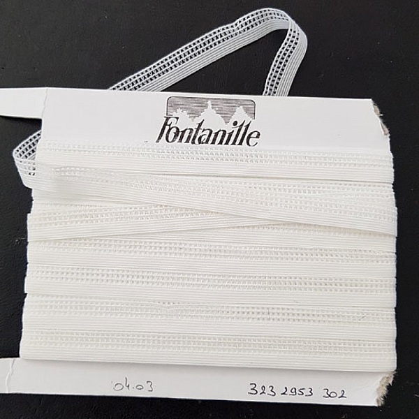 Au m&egrave;tre &Eacute;lastique blanc fantaisie 12 mm.