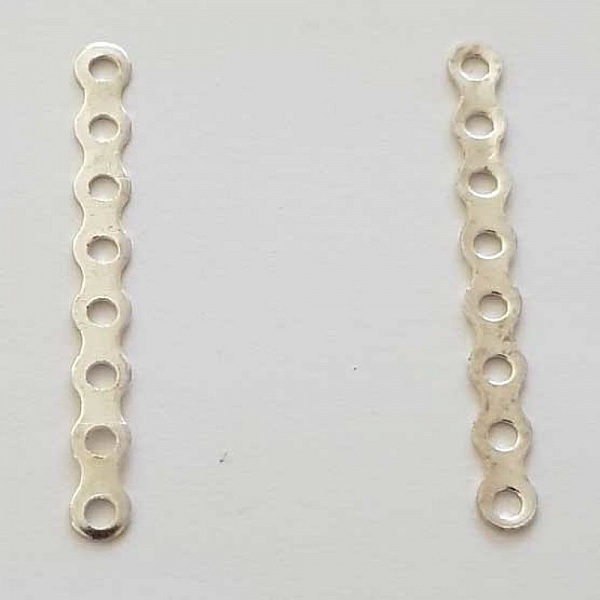 Barre Argent Entretoise S&eacute;parateur perle, multi rangs 8 trous N&deg;01