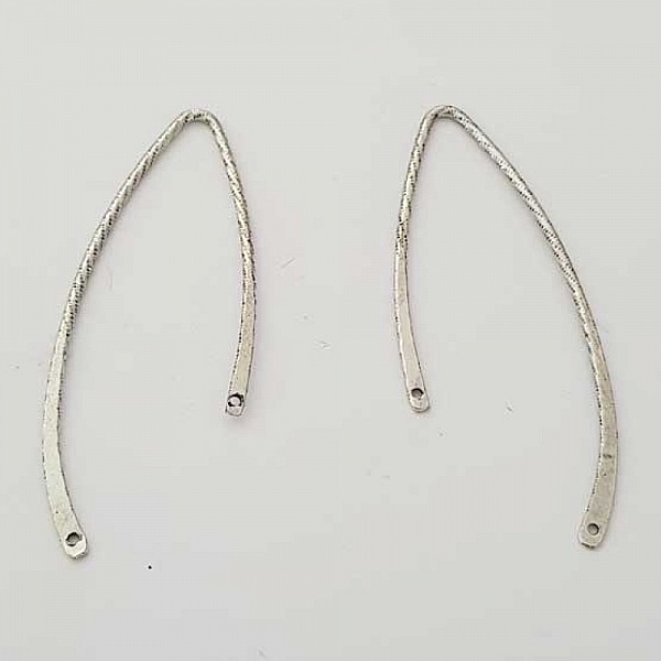 Barre Tige Courb&eacute; En M&eacute;tal Argent&eacute; 2 anneaux N&deg;04 Argent