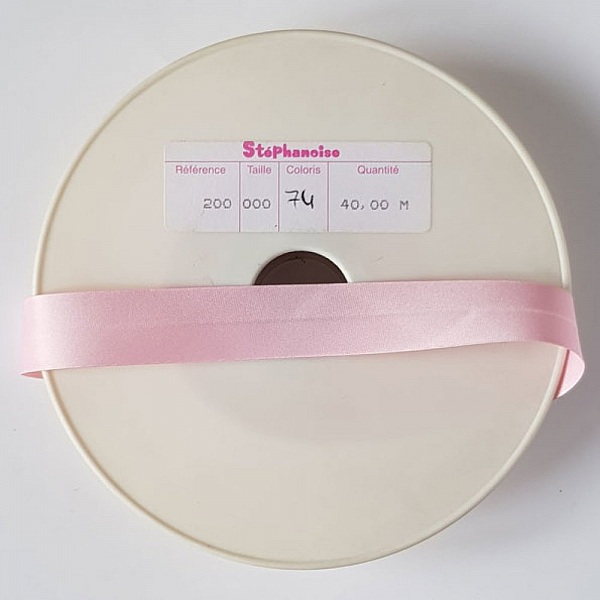 Biais uni Tout Textile Satin 1 M&egrave;tre col 74 Rose Clair