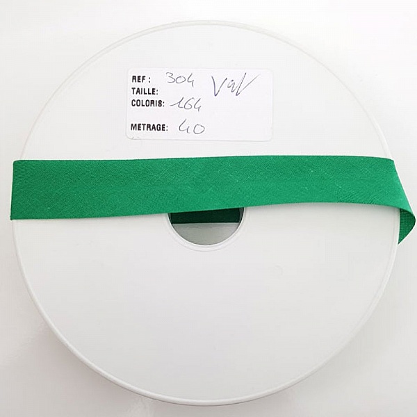 Biais uni tout textile  1 M&egrave;tre col 164 Vert