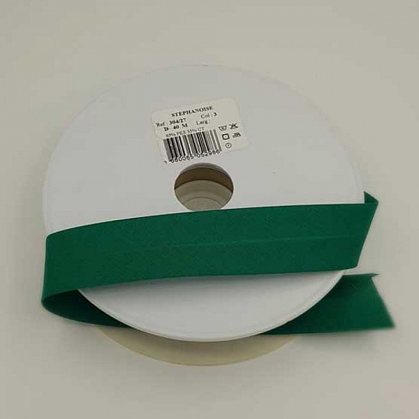 Biais uni tout textile  1 M&egrave;tre col 3 Vert Fonc&eacute;