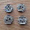 Bouton 11 mm rond fantaisie blanc et noir - 11-01
