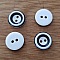 Bouton 12 mm rond fantaisie blanc et noir- 12-03